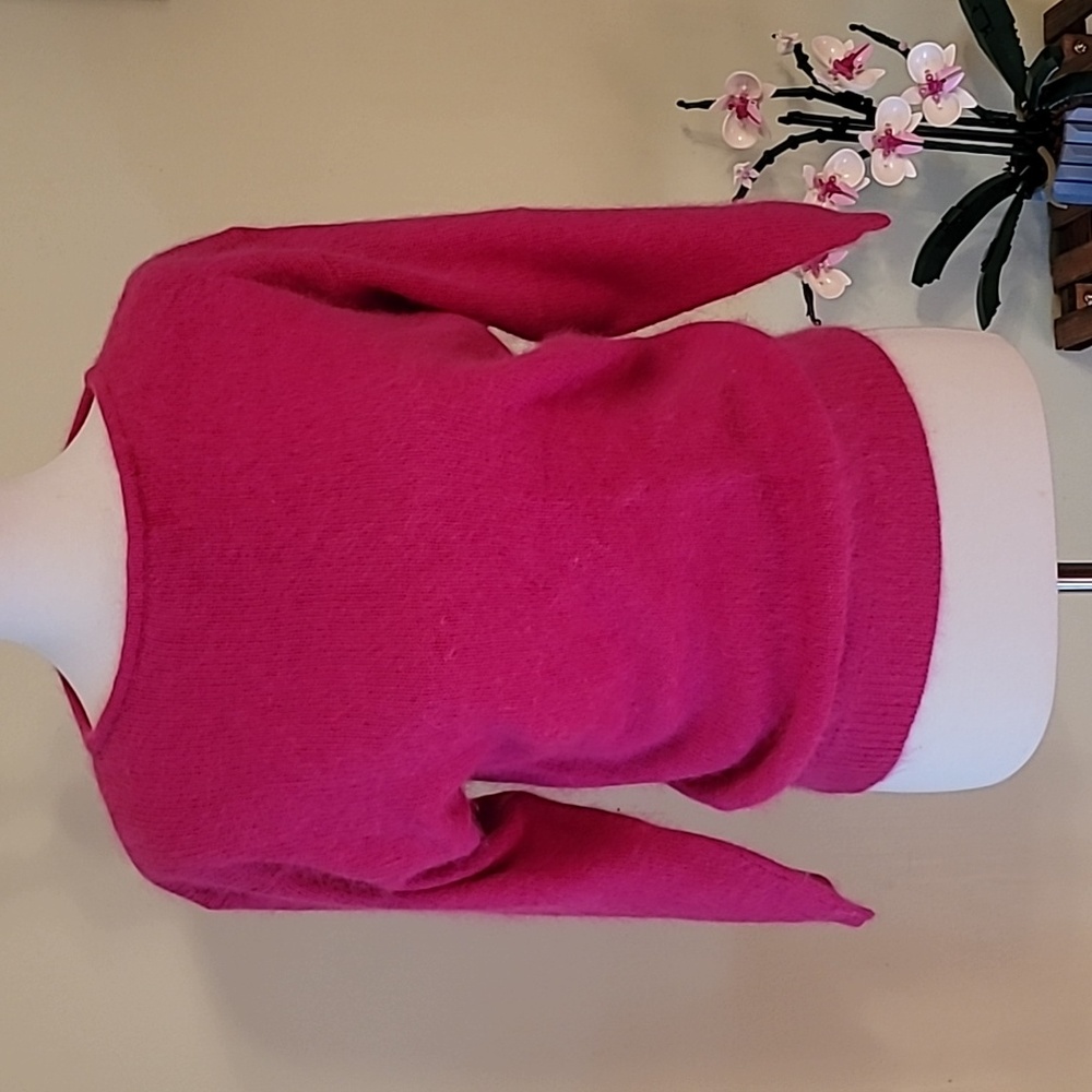 Vintage Hot Pink Chryantheme Lambswool Angora Sweater Sm